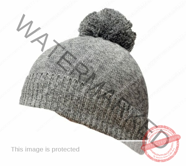 This is a photograph of Bamboo Beanie, grey marle and a pom pom available from Bamboo Creations Victoria